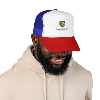 Global Wellness Alliance Trucker Hat — Embroidered Shield Logo Foam Cap