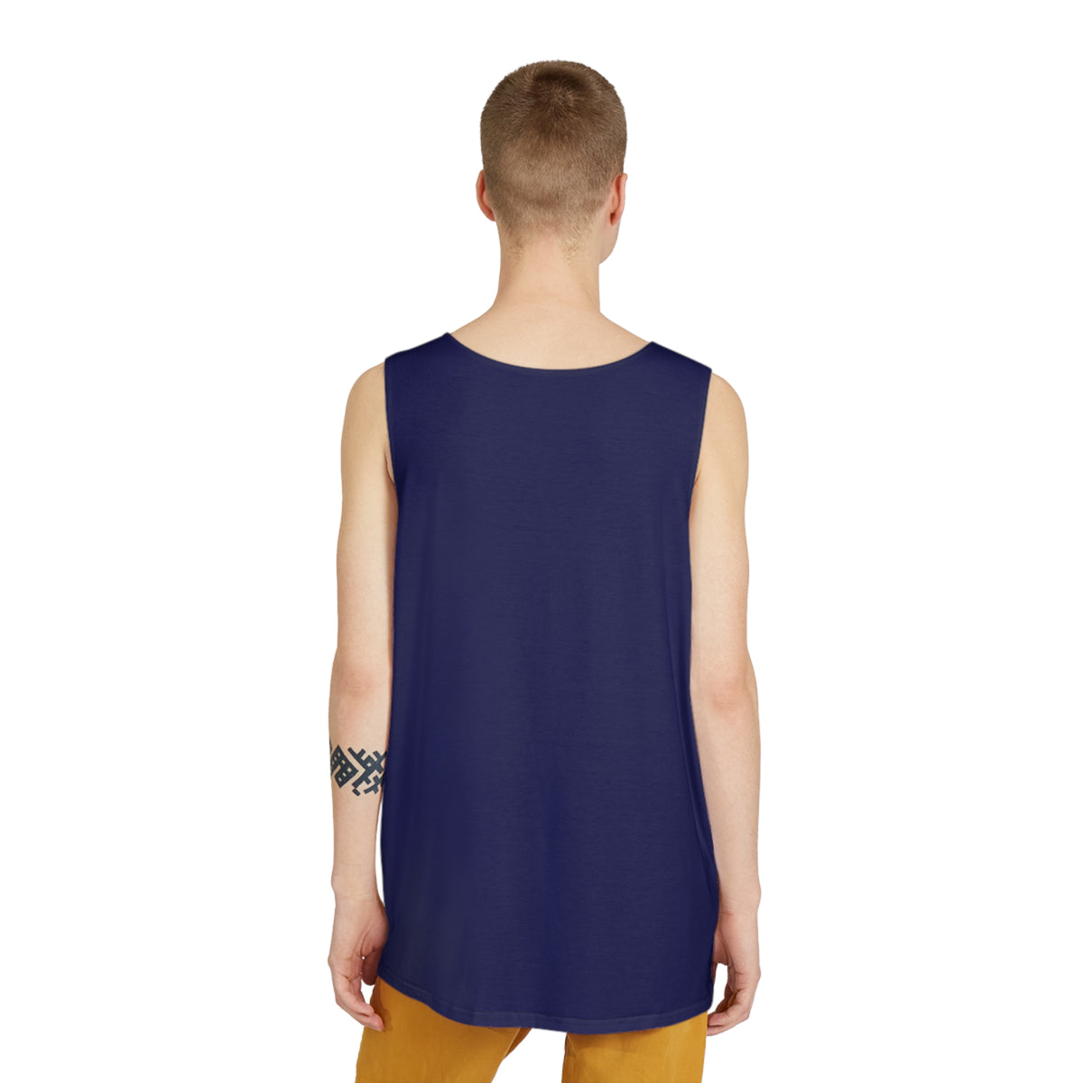 Navy Pocket Emblem Tank Top — Minimalist Men's Athletic Summer Shirt