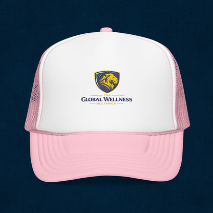 Global Wellness Alliance Trucker Hat — Embroidered Shield Logo Foam Cap