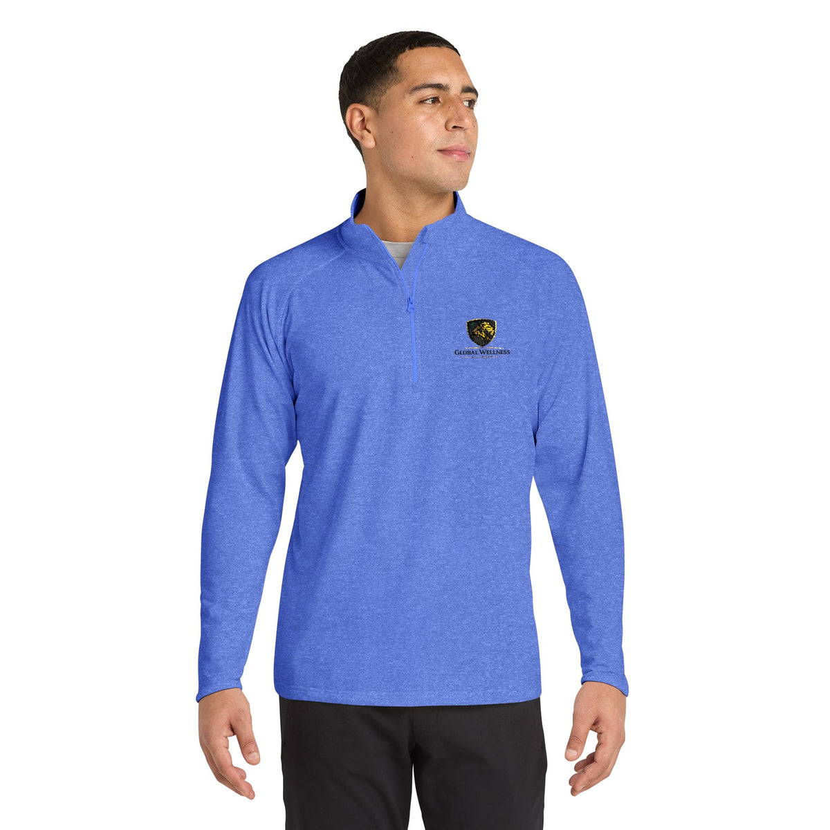 Embroidered Lion Crest Quarter-Zip Pullover — Men's Performance Top