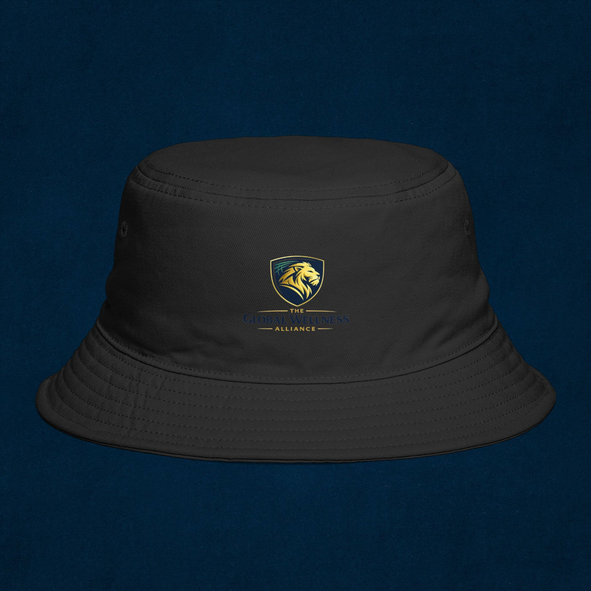 Brown Bucket Hat with Gold Crest Logo — Global Wellness Academy Embroidered Sun Hat