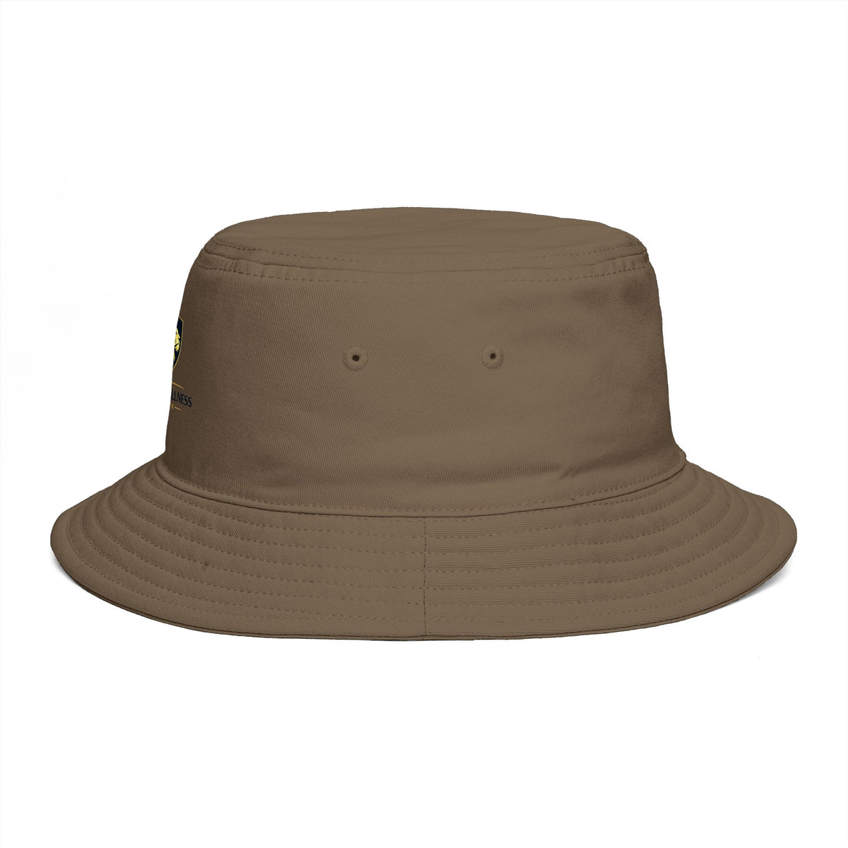 Brown Bucket Hat with Gold Crest Logo — Global Wellness Academy Embroidered Sun Hat