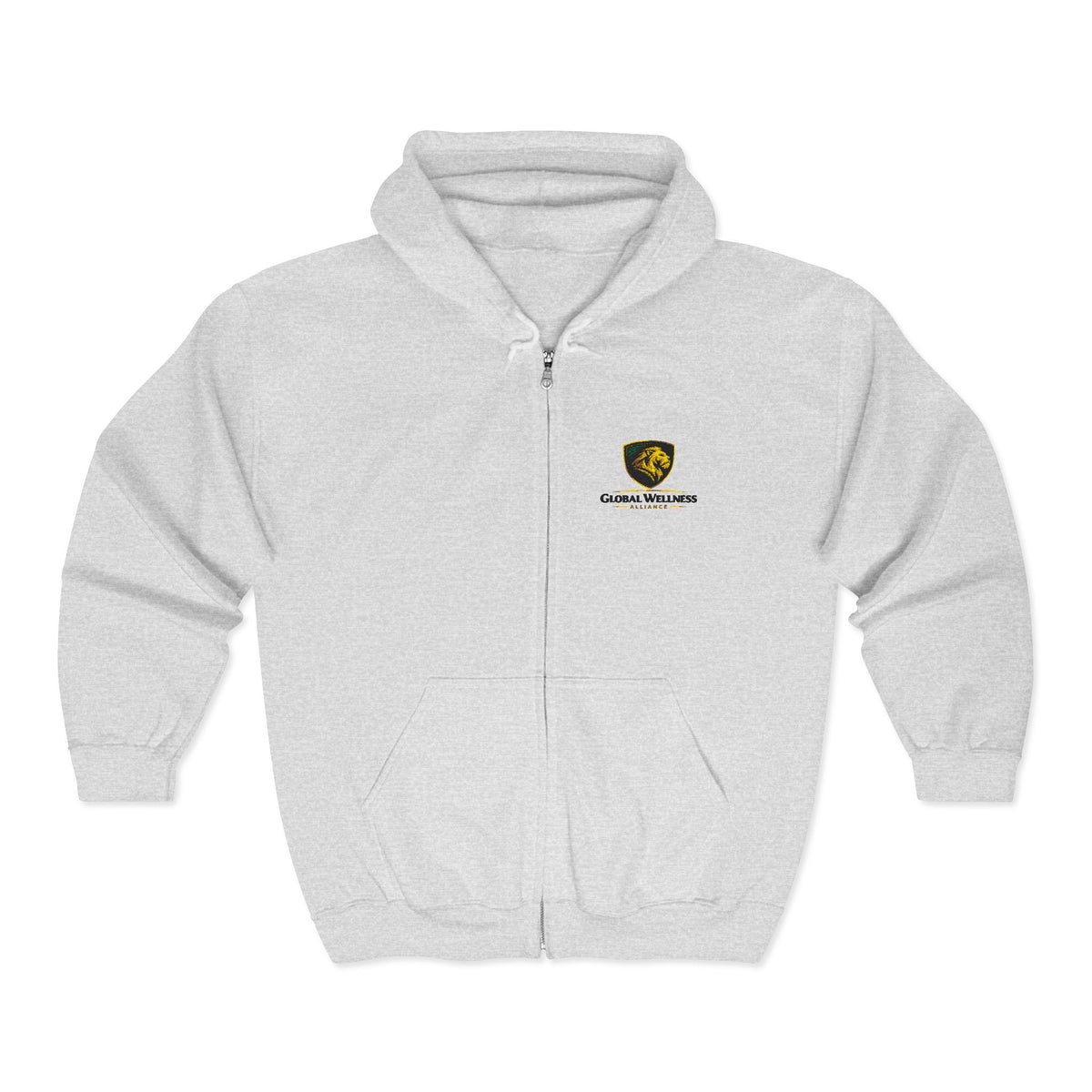 Full-Zip Hooded Sweatshirt — Classic Shield Logo "Golden Wolves"