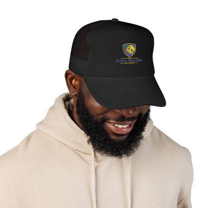 Global Wellness Alliance Trucker Hat — Embroidered Shield Logo Foam Cap
