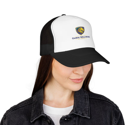 Global Wellness Alliance Trucker Hat — Embroidered Shield Logo Foam Cap