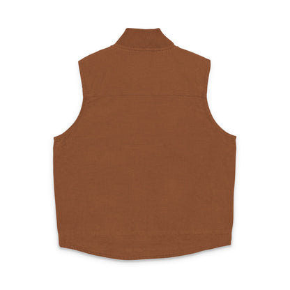 Embroidered Washed Duck Cloth Work Vest — Durable Utility Vest with Chest Logo