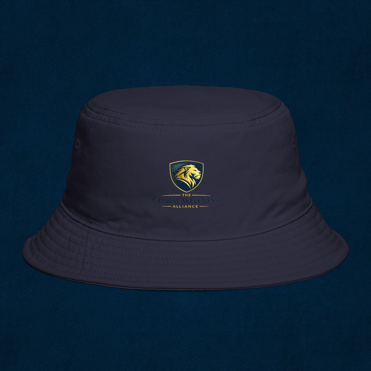Brown Bucket Hat with Gold Crest Logo — Global Wellness Academy Embroidered Sun Hat