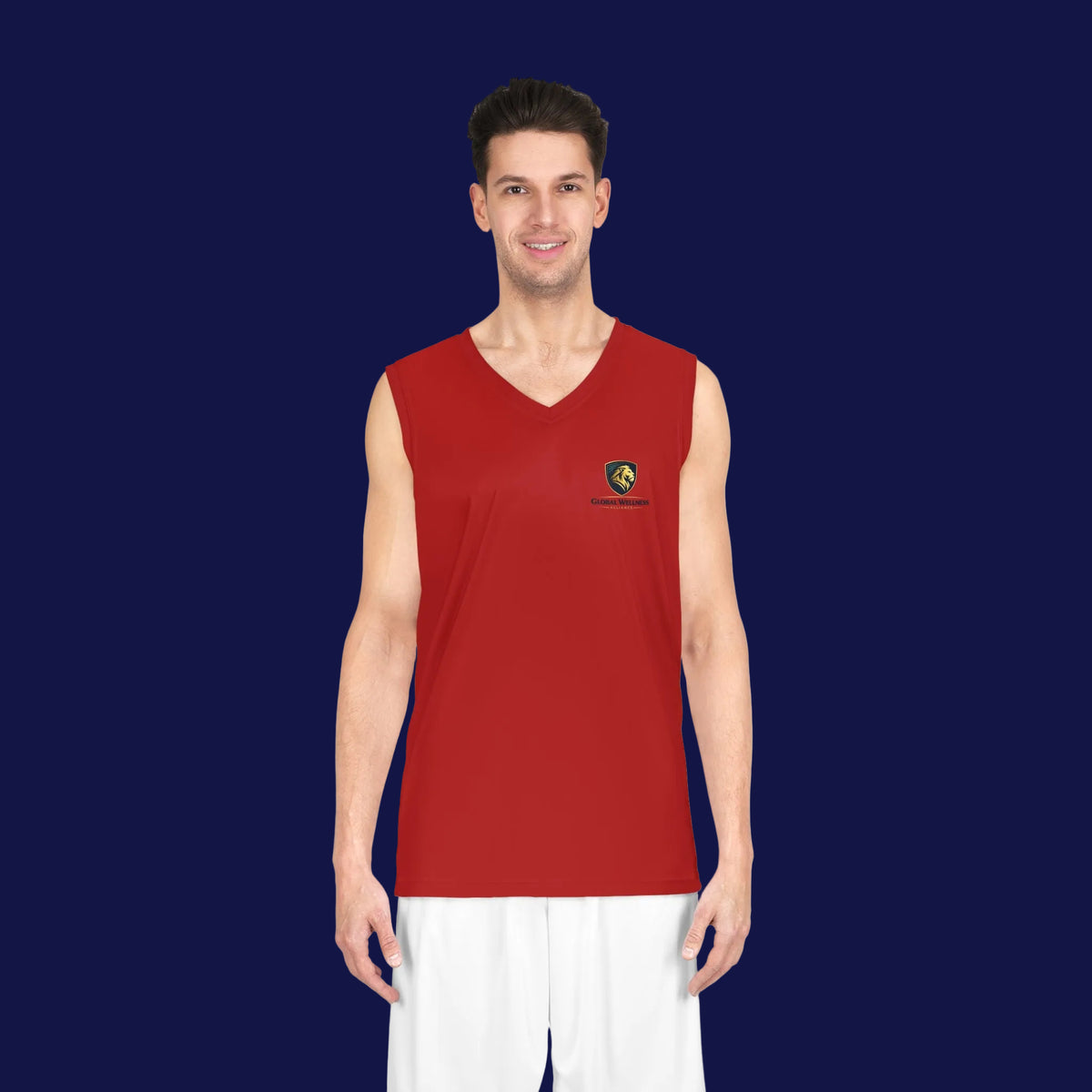 Red Team Basketball Jersey — Custom Logo Performance Tank