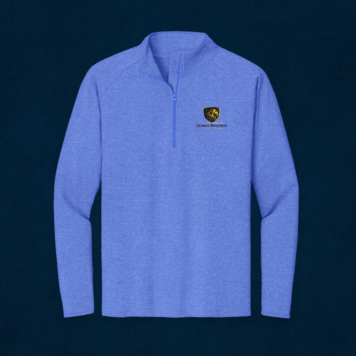 Embroidered Lion Crest Quarter-Zip Pullover — Men's Performance Top
