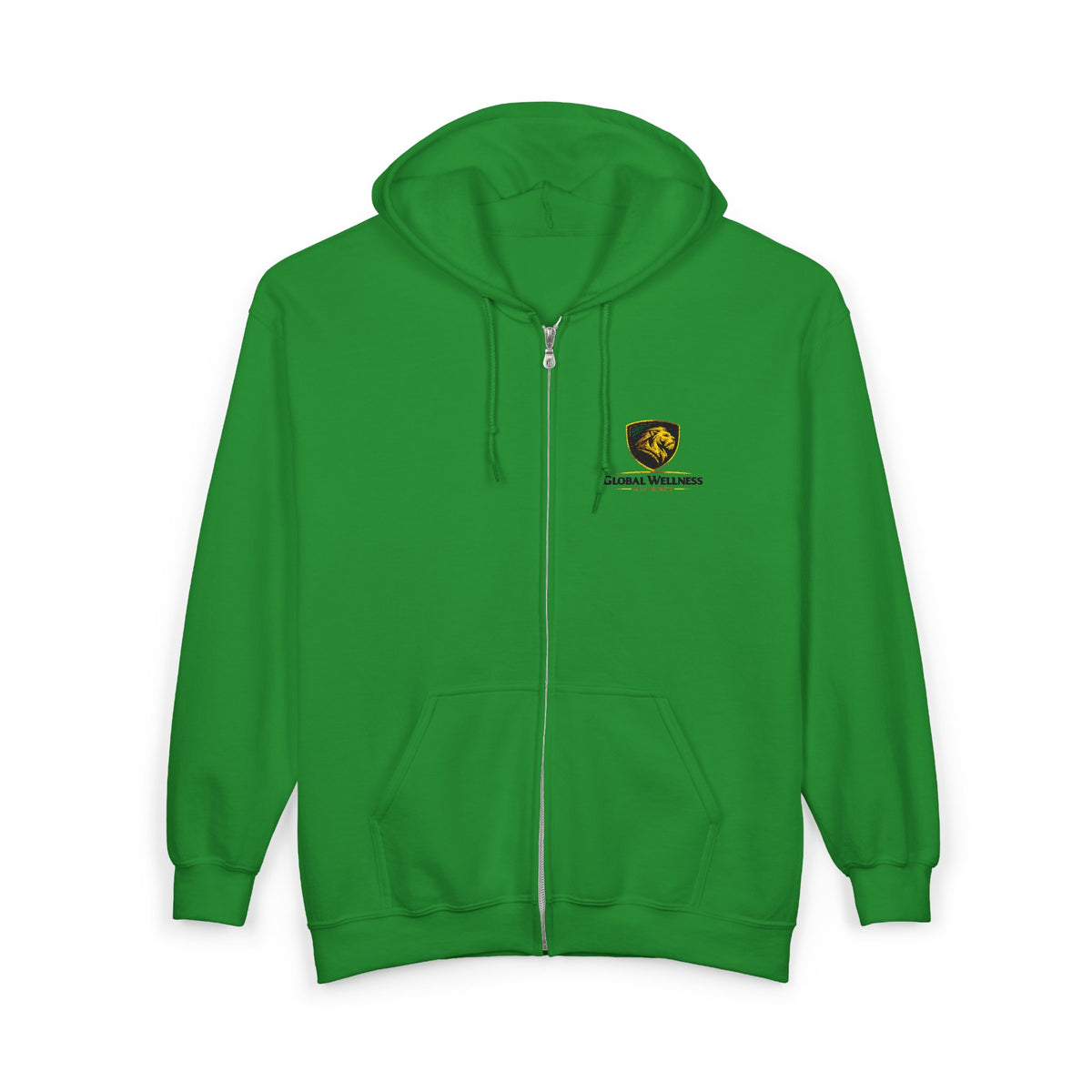 Full-Zip Hooded Sweatshirt — Classic Shield Logo "Golden Wolves"