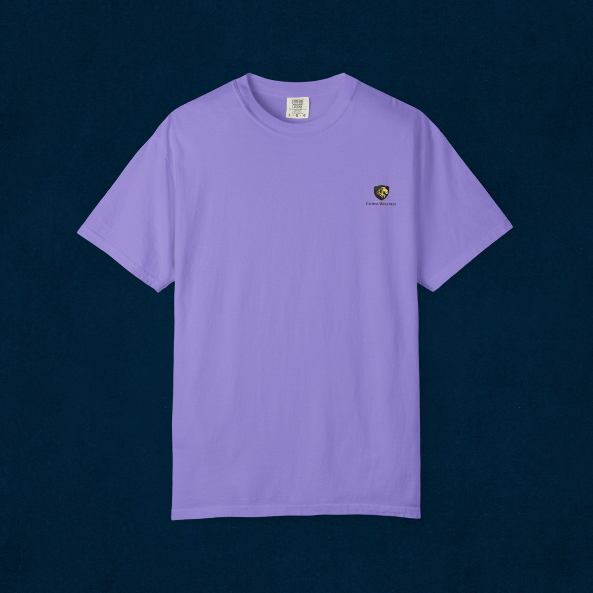 Minimal Cream T‑Shirt with Small Shield Logo — Casual Everyday Tee