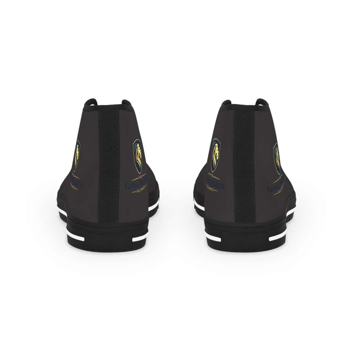Men's Black High-Top Sneakers with Lion Crest — Casual Streetwear Shoes