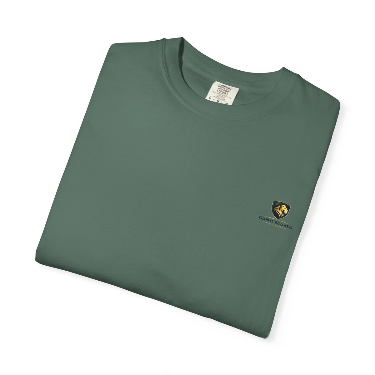 Minimal Cream T‑Shirt with Small Shield Logo — Casual Everyday Tee