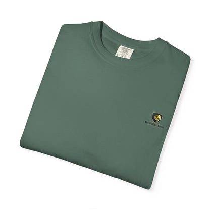 Minimal Cream T‑Shirt with Small Shield Logo — Casual Everyday Tee