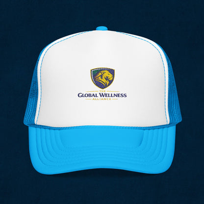 Global Wellness Alliance Trucker Hat — Embroidered Shield Logo Foam Cap