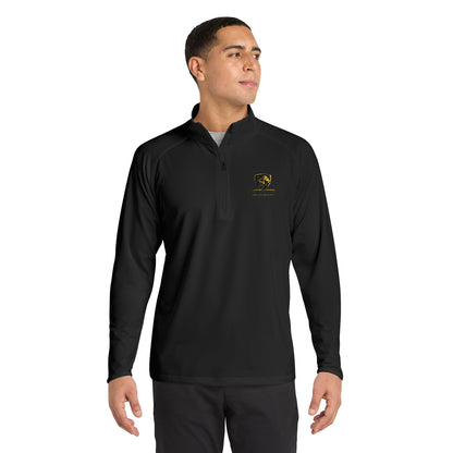 Embroidered Lion Crest Quarter-Zip Pullover — Men's Performance Top