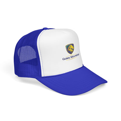 Global Wellness Alliance Trucker Hat — Embroidered Shield Logo Foam Cap