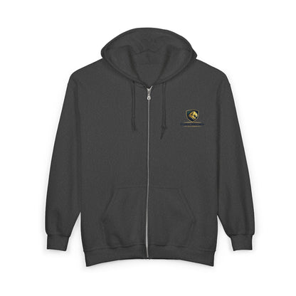 Full-Zip Hoodie with Small Crest Logo - Classic Black Zip-Up Sweatshirt