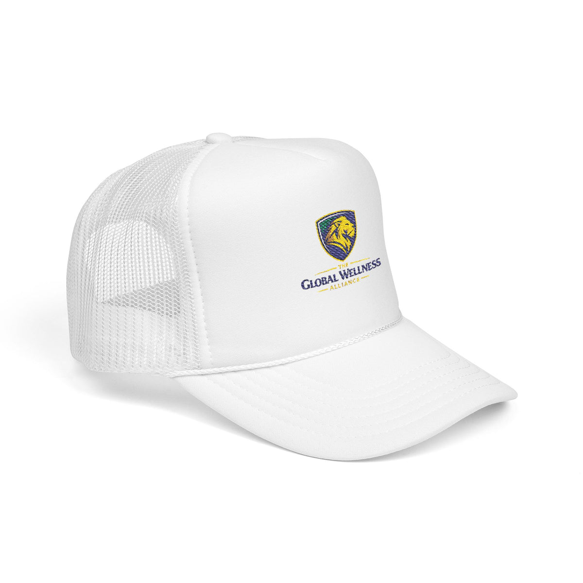 Global Wellness Alliance Trucker Hat — Embroidered Shield Logo Foam Cap