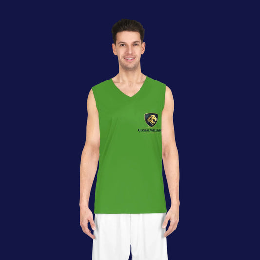 Global Wellness Green Basketball Jersey - Lion Logo Athletic Tank