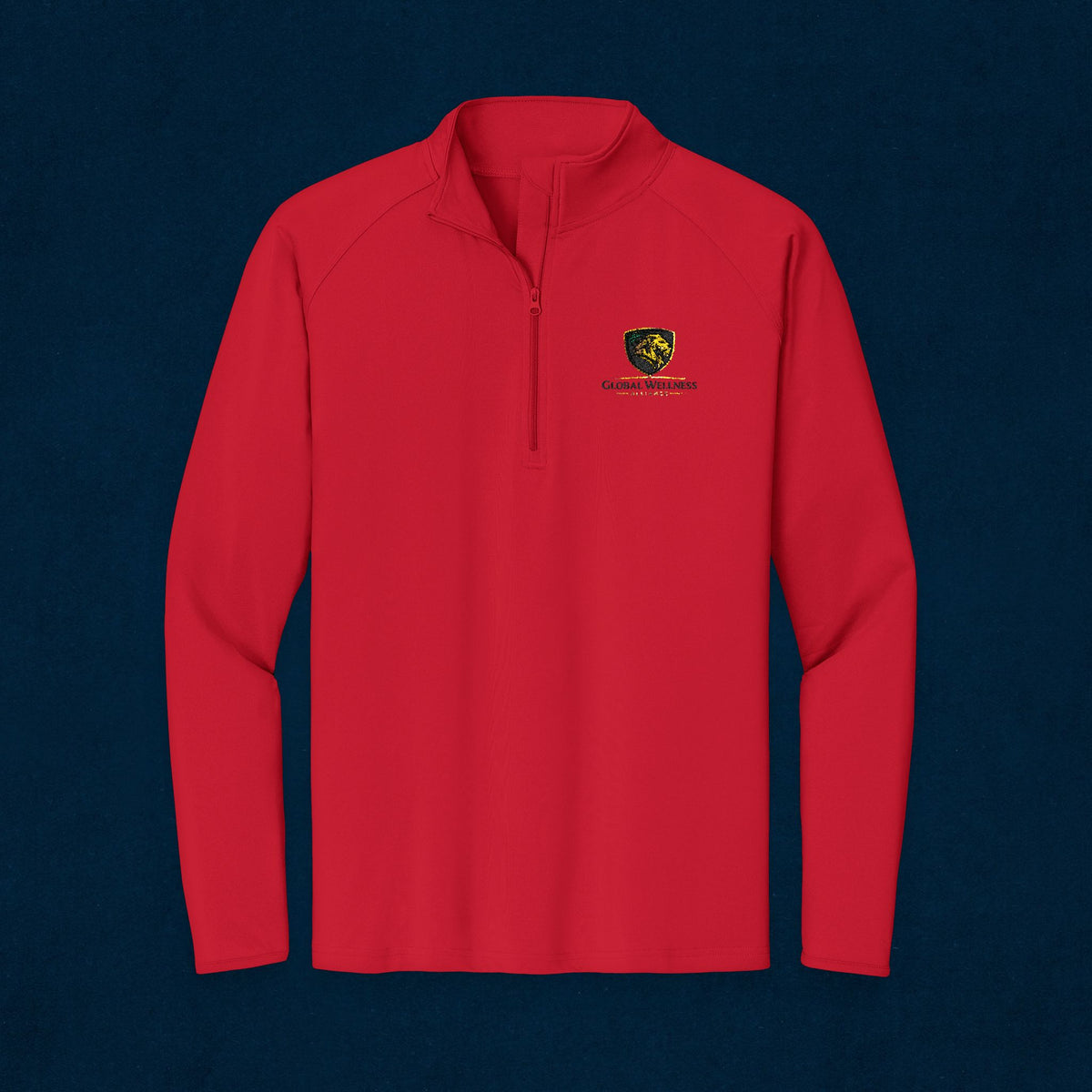 Embroidered Lion Crest Quarter-Zip Pullover — Men's Performance Top