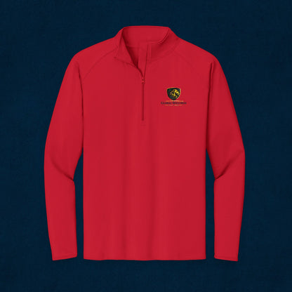 Embroidered Lion Crest Quarter-Zip Pullover — Men's Performance Top