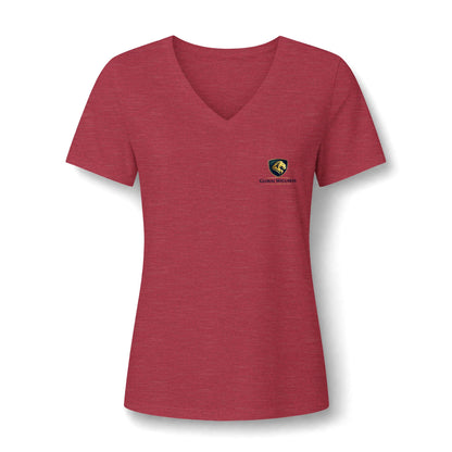 Women's V-Neck Tee — Small Chest Crest Graphic
