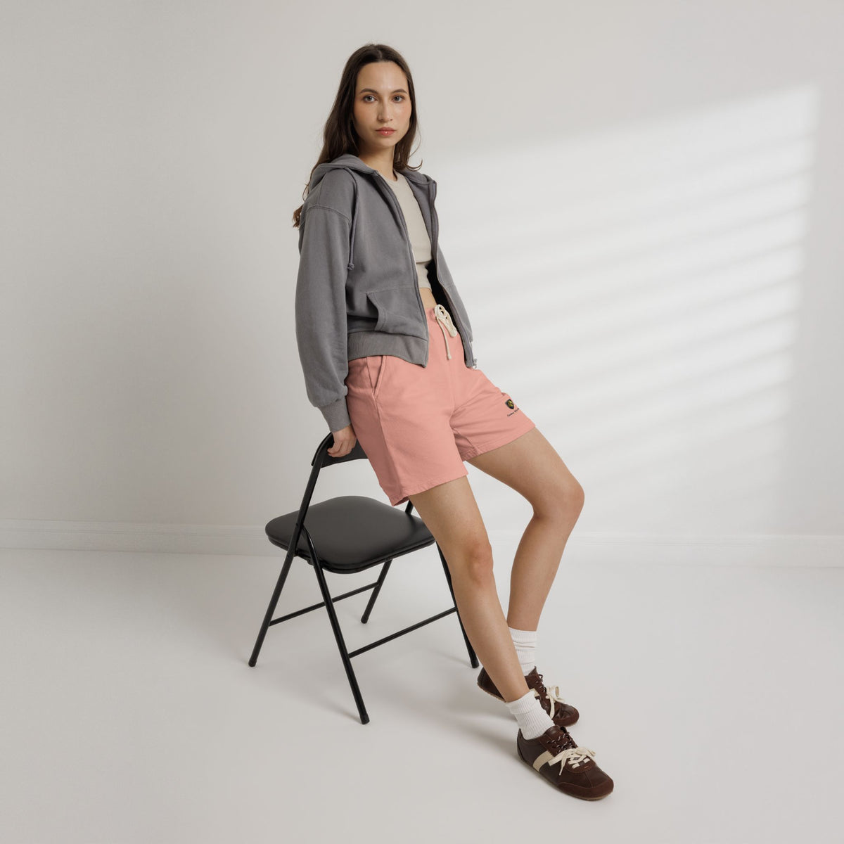Lightweight Fleece Sweat Shorts — Garment-Dyed Casual Lounge Shorts with Small Crest Logo