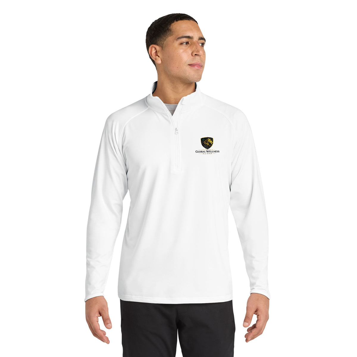 Embroidered Lion Crest Quarter-Zip Pullover — Men's Performance Top