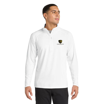 Embroidered Lion Crest Quarter-Zip Pullover — Men's Performance Top