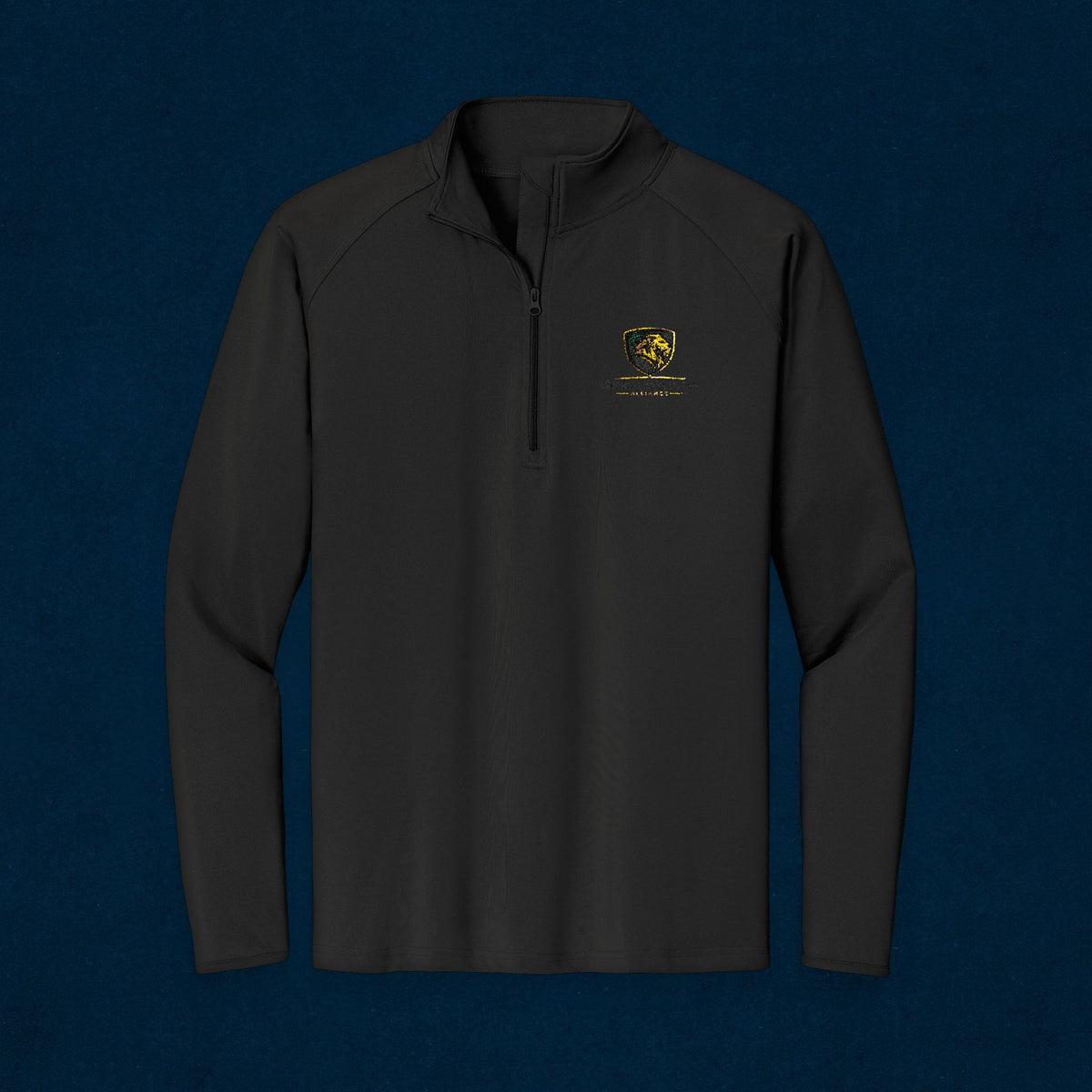 Embroidered Lion Crest Quarter-Zip Pullover — Men's Performance Top