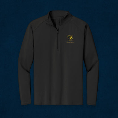 Embroidered Lion Crest Quarter-Zip Pullover — Men's Performance Top