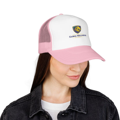 Global Wellness Alliance Trucker Hat — Embroidered Shield Logo Foam Cap