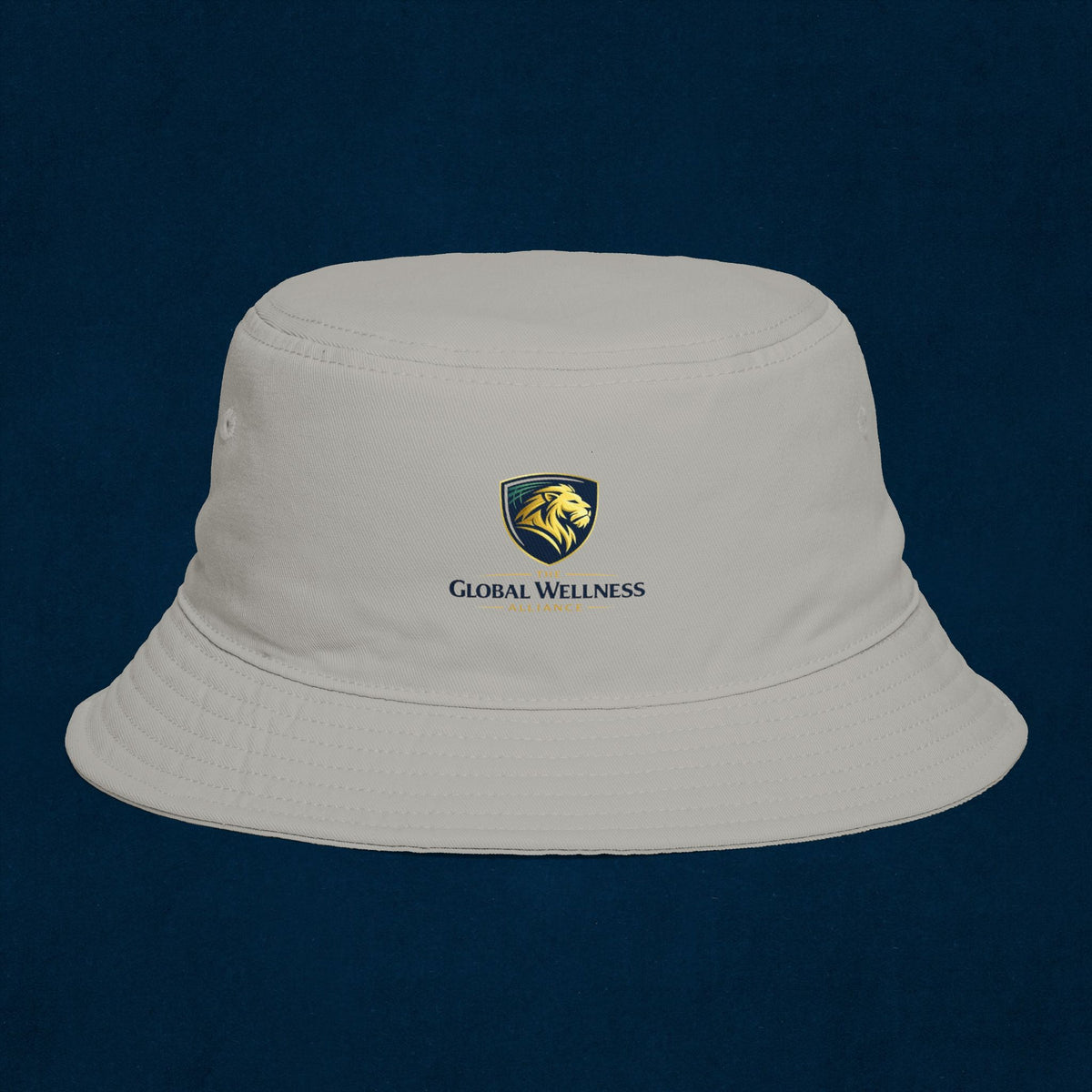 Brown Bucket Hat with Gold Crest Logo — Global Wellness Academy Embroidered Sun Hat