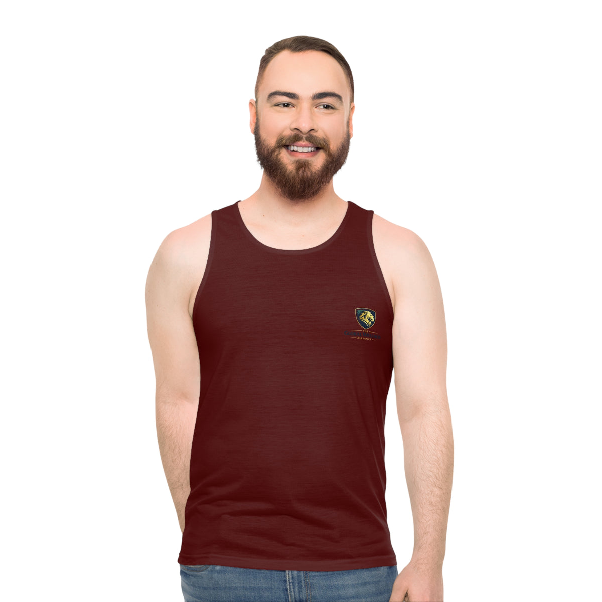 Maroon Crest Tank Top - Small Chest Emblem Athletic Sleeveless Tee