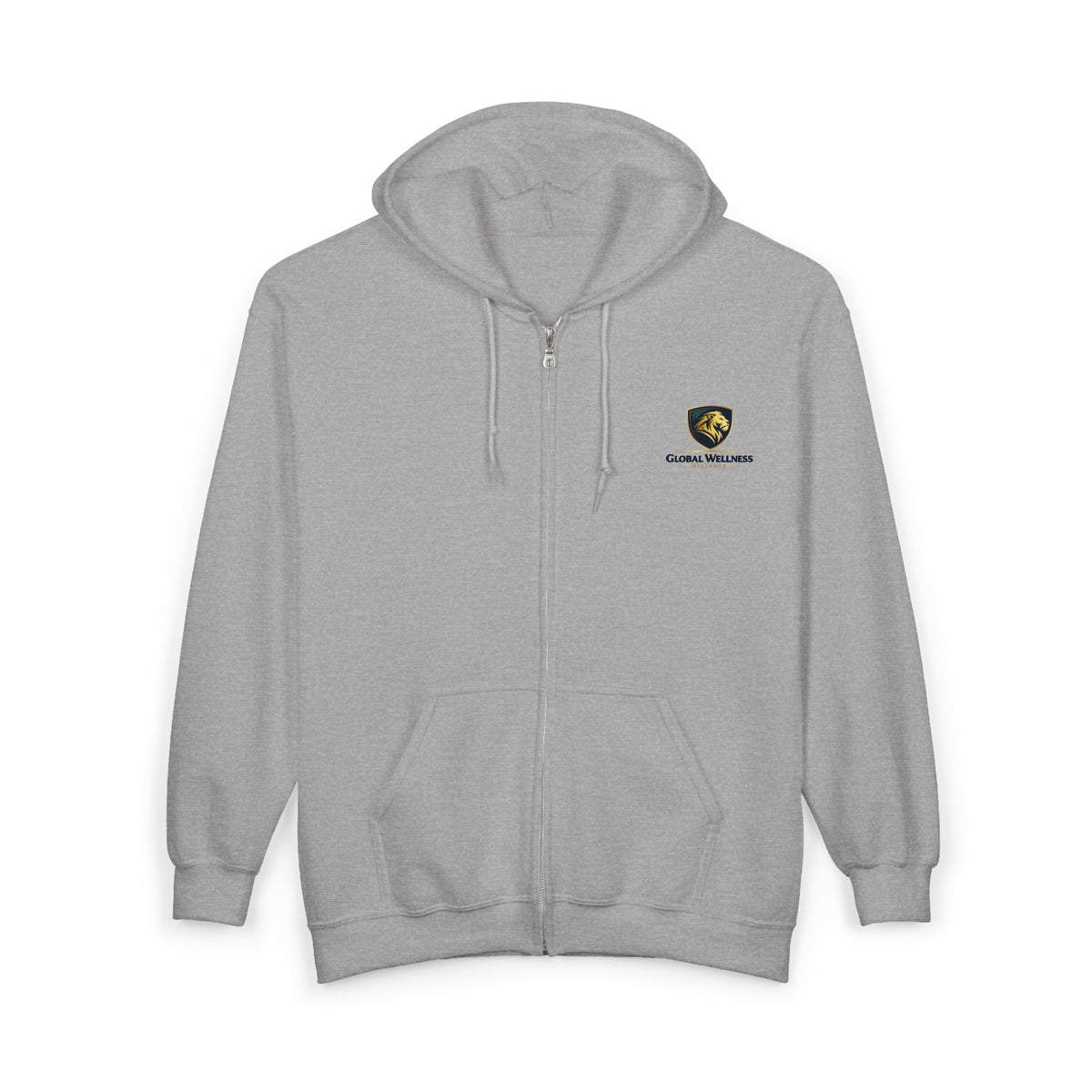 Full-Zip Hoodie with Small Crest Logo - Classic Black Zip-Up Sweatshirt
