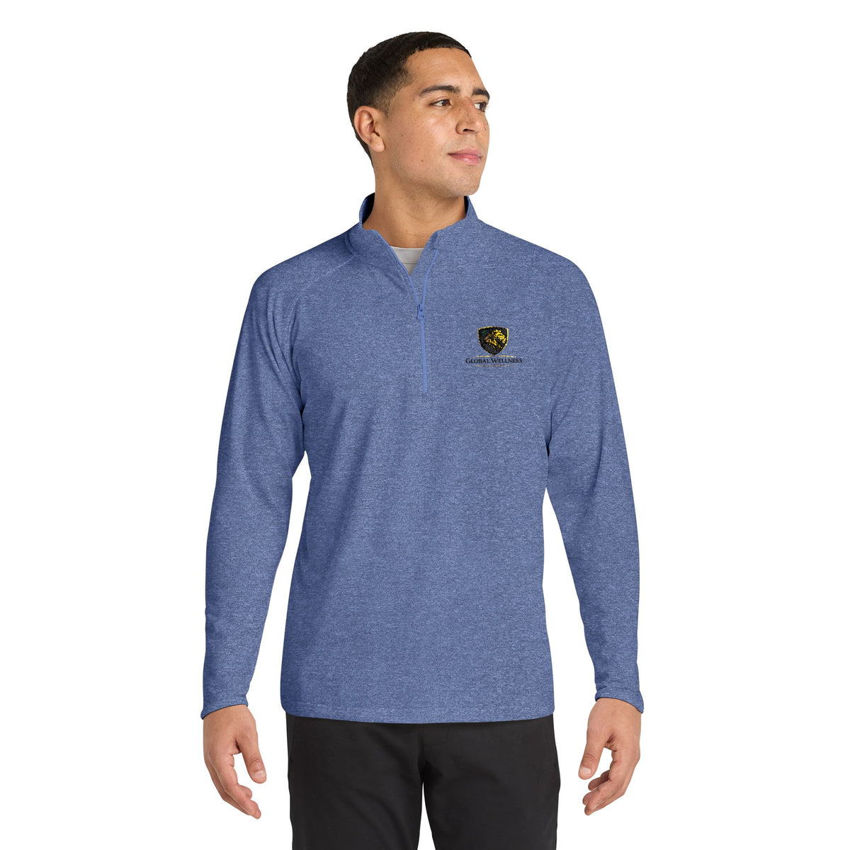 Embroidered Lion Crest Quarter-Zip Pullover — Men's Performance Top