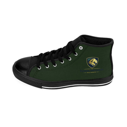 High-Top Sneakers — Green Lion Crest Casual Shoes