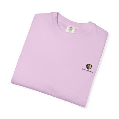Minimal Cream T‑Shirt with Small Shield Logo — Casual Everyday Tee