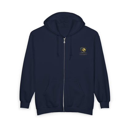 Full-Zip Hoodie with Small Crest Logo - Classic Black Zip-Up Sweatshirt