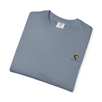 Minimal Cream T‑Shirt with Small Shield Logo — Casual Everyday Tee