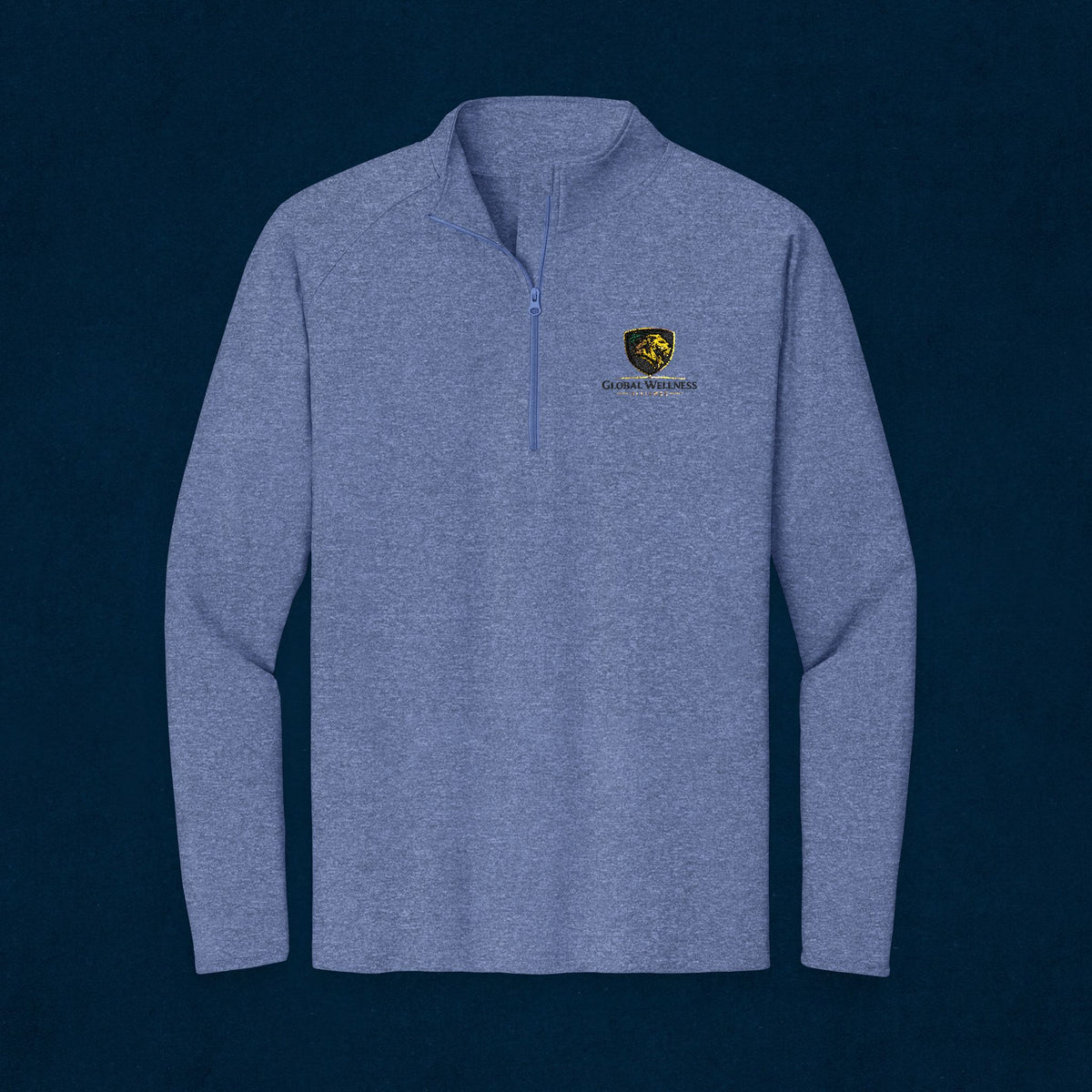 Embroidered Lion Crest Quarter-Zip Pullover — Men's Performance Top