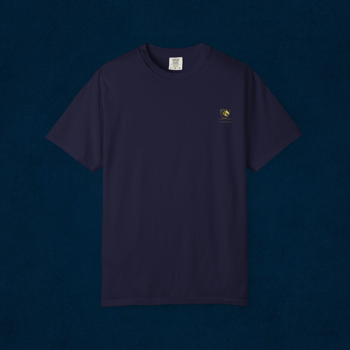 Minimal Cream T‑Shirt with Small Shield Logo — Casual Everyday Tee