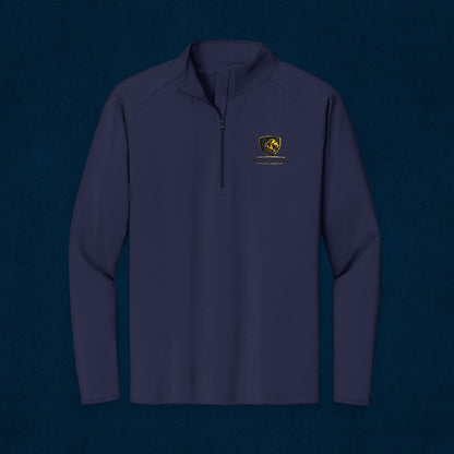 Embroidered Lion Crest Quarter-Zip Pullover — Men's Performance Top
