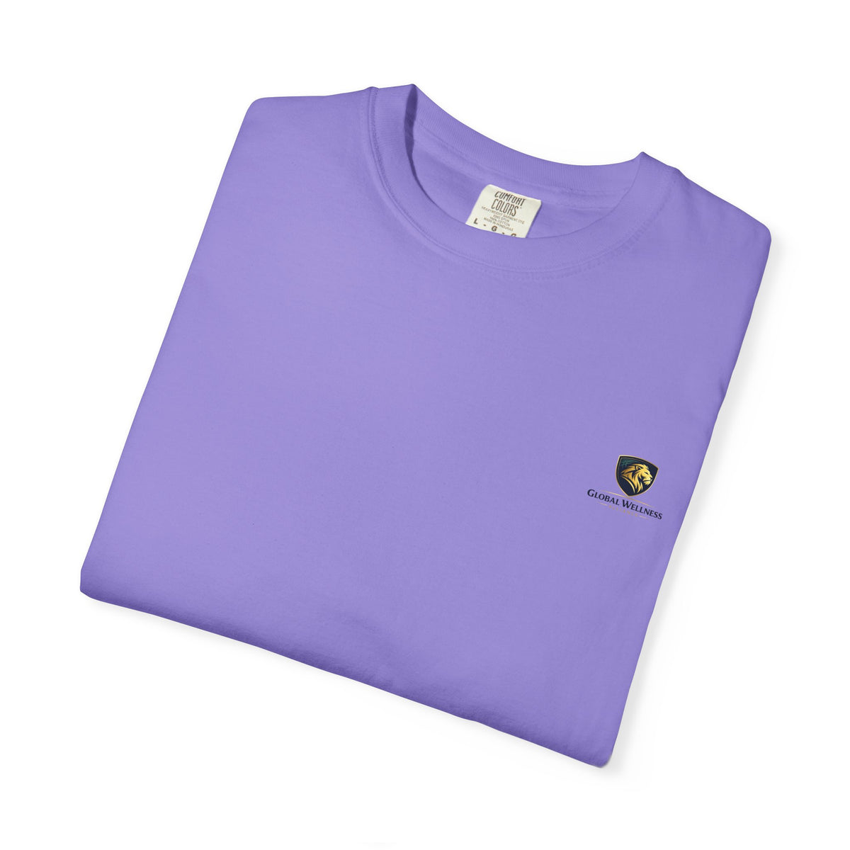 Minimal Cream T‑Shirt with Small Shield Logo — Casual Everyday Tee