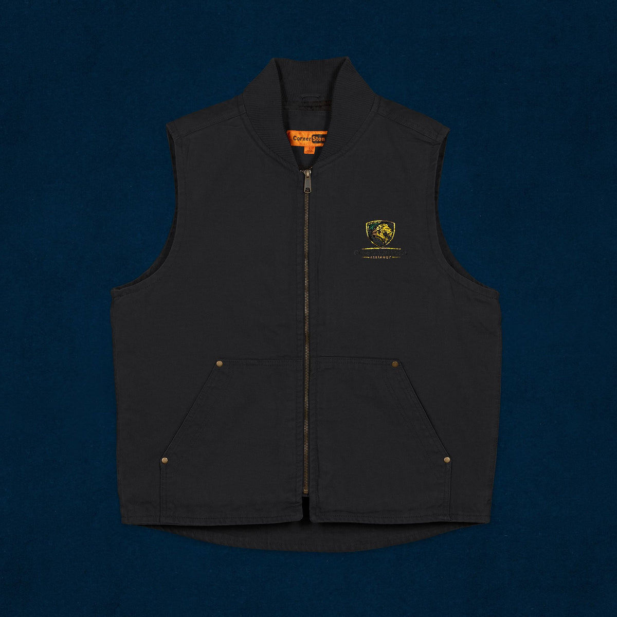 Embroidered Washed Duck Cloth Work Vest — Durable Utility Vest with Chest Logo