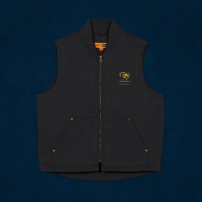 Embroidered Washed Duck Cloth Work Vest — Durable Utility Vest with Chest Logo