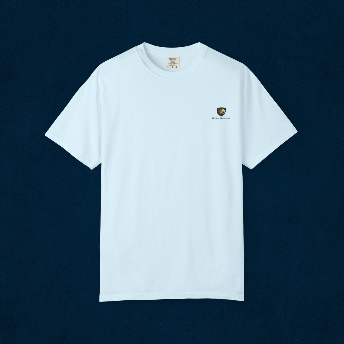 Minimal Cream T‑Shirt with Small Shield Logo — Casual Everyday Tee