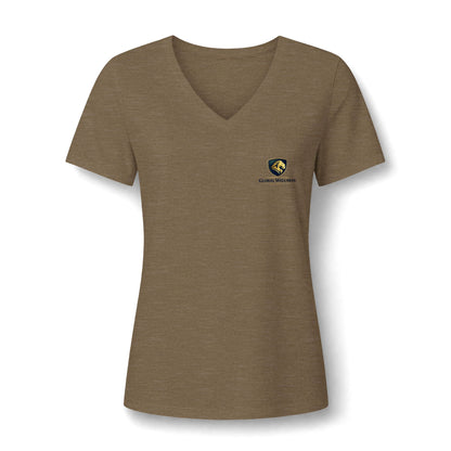 Women's V-Neck Tee — Small Chest Crest Graphic