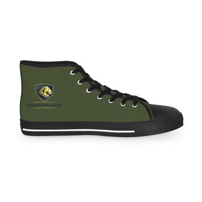 Olive Green High-Top Sneakers for Men — Casual Canvas Streetwear